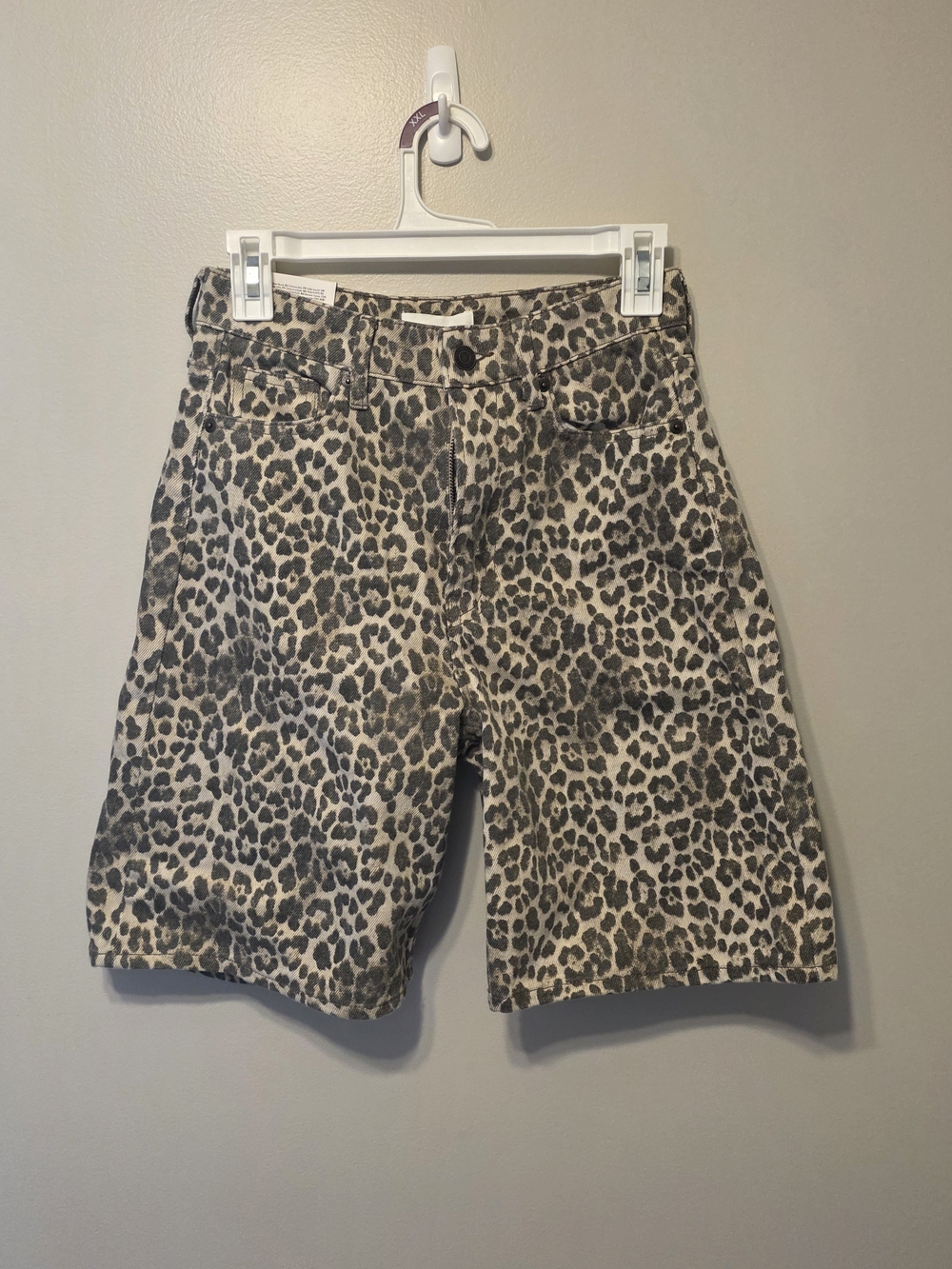 H&M Leopard Print Jean Shorts - Beige and Black